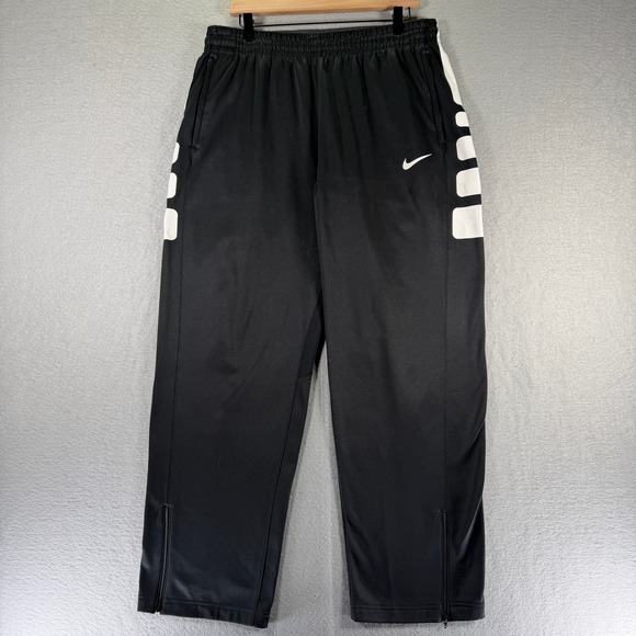 Nike Elite Therma-FIT XL Black Athletic Pants Training Warmup Zipper Leg Stripe - Picture 1 of 16
